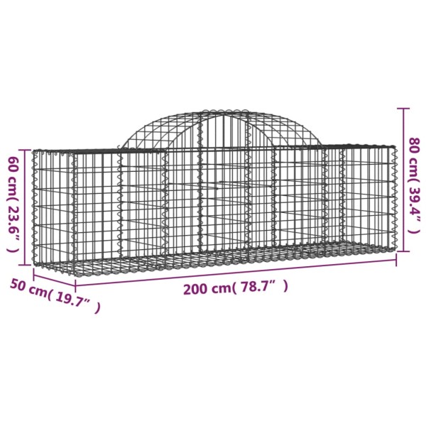 Cestas de gaviones 11 uds forma de arco hierro 200x50x60/80 cm Cestas de gaviones 11 uds forma de arco hierro 200x50x60/80 cm