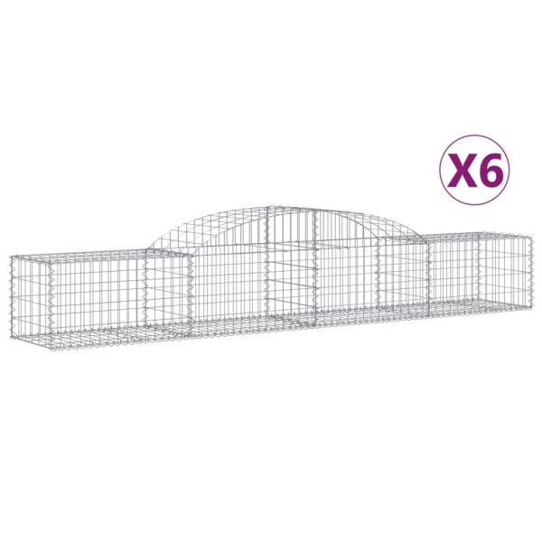 Cestas de gaviones 6 uds forma de arco hierro 300x50x40/60 cm Cestas de gaviones 6 uds forma de arco hierro 300x50x40/60 cm