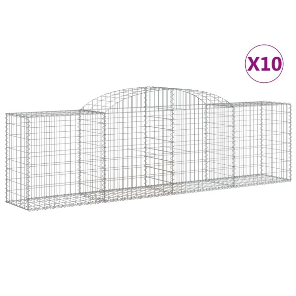 Cestas de gaviones 10 uds forma de arco hierro 300x50x80/100 cm Cestas de gaviones 10 uds forma de arco hierro 300x50x80/100 cm