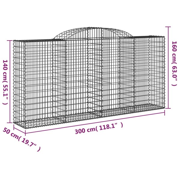 Cestas gaviones 7 uds forma de arco hierro 300x50x140/160 cm Cestas gaviones 7 uds forma de arco hierro 300x50x140/160 cm