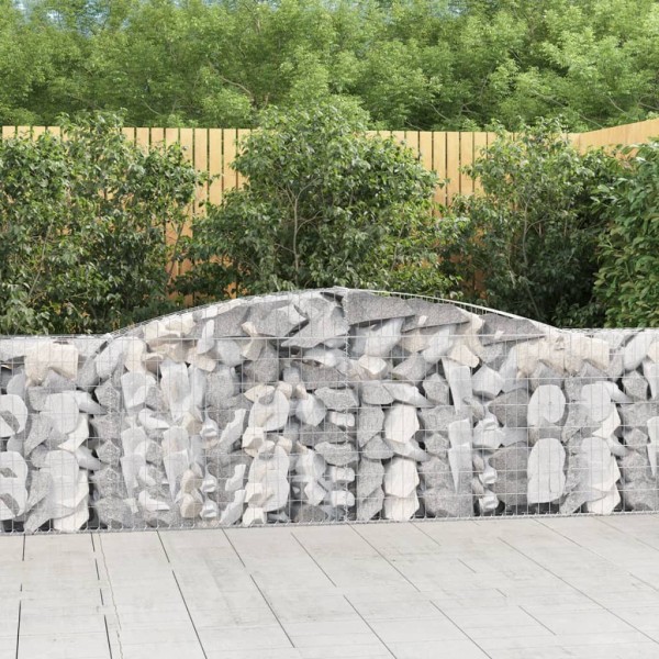Cestas de gaviones 7 uds forma de arco hierro 400x30x100/120 cm Cestas de gaviones 7 uds forma de arco hierro 400x30x100/120 cm