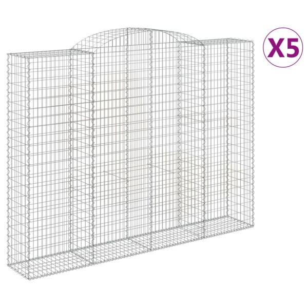 Cestas de gaviones 5 uds forma de arco hierro 300x50x220/240 cm Cestas de gaviones 5 uds forma de arco hierro 300x50x220/240 cm