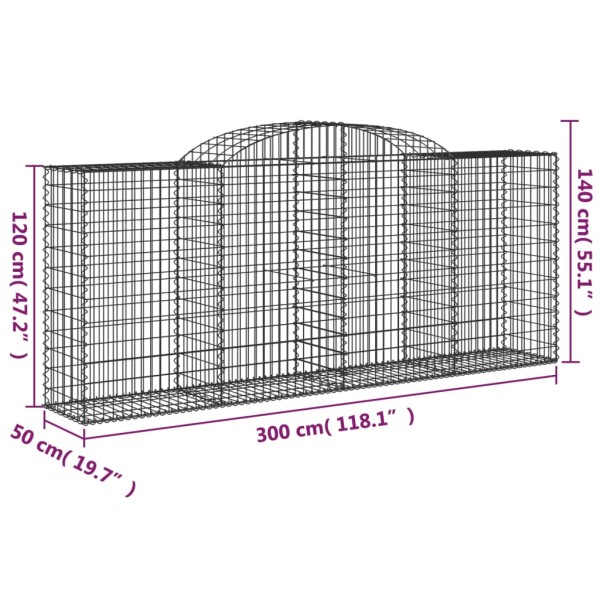 Cestas gaviones 30 uds forma de arco hierro 300x50x120/140 cm Cestas gaviones 30 uds forma de arco hierro 300x50x120/140 cm
