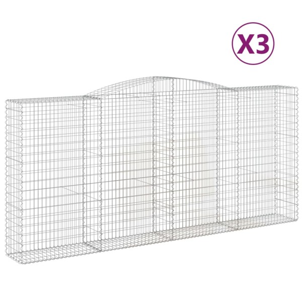 Cestas de gaviones 3 uds forma de arco hierro 400x50x180/200 cm Cestas de gaviones 3 uds forma de arco hierro 400x50x180/200 cm