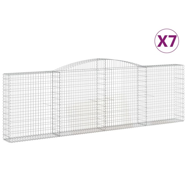 Cestas de gaviones 7 uds forma de arco hierro 400x30x120/140 cm Cestas de gaviones 7 uds forma de arco hierro 400x30x120/140 cm