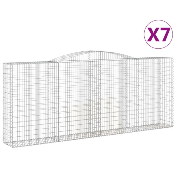 Cestas de gaviones 7 uds forma de arco hierro 400x50x160/180 cm Cestas de gaviones 7 uds forma de arco hierro 400x50x160/180 cm