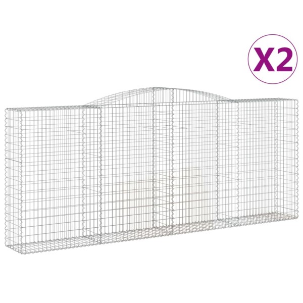 Cestas de gaviones 2 uds forma de arco hierro 400x50x160/180 cm Cestas de gaviones 2 uds forma de arco hierro 400x50x160/180 cm