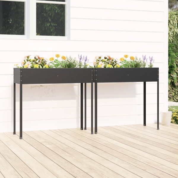 Jardineras 2 unidades acero galvanizado gris antracita Jardineras 2 unidades acero galvanizado gris antracita