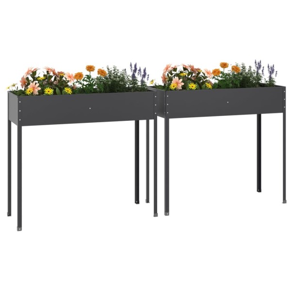 Jardineras 2 unidades acero galvanizado gris antracita Jardineras 2 unidades acero galvanizado gris antracita
