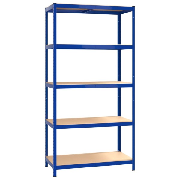 Estantería 5 niveles 3 uds acero y madera contrachapada azul Estantería 5 niveles 3 uds acero y madera contrachapada azul