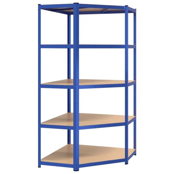 Estantería 5 niveles 3 uds acero y madera contrachapada azul Estantería 5 niveles 3 uds acero y madera contrachapada azul