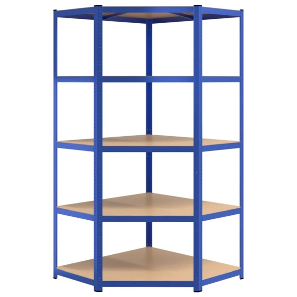 Estantería 5 niveles 3 uds acero y madera contrachapada azul Estantería 5 niveles 3 uds acero y madera contrachapada azul