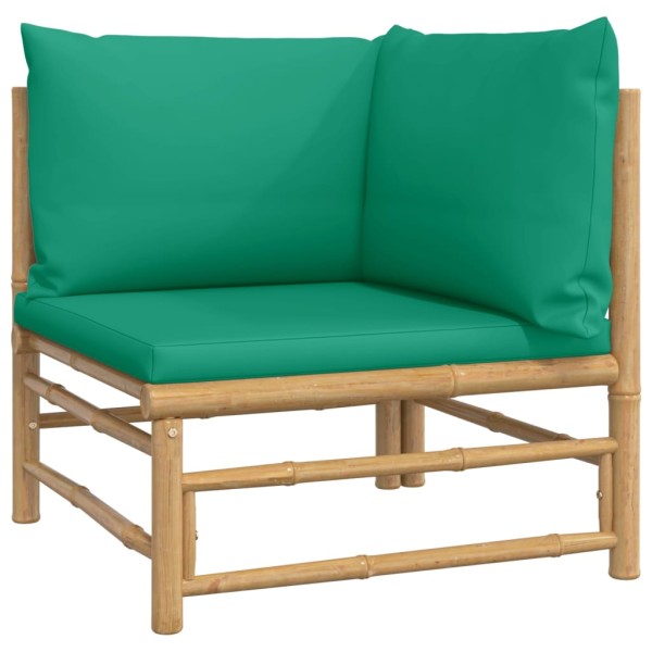 Set de muebles de jardín 7 piezas bambú con cojines verde Set de muebles de jardín 7 piezas bambú con cojines verde