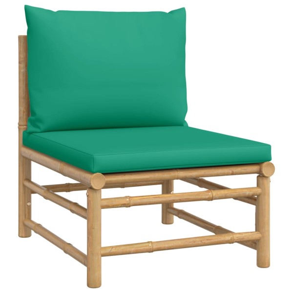 Set de muebles de jardín 7 piezas bambú con cojines verde Set de muebles de jardín 7 piezas bambú con cojines verde