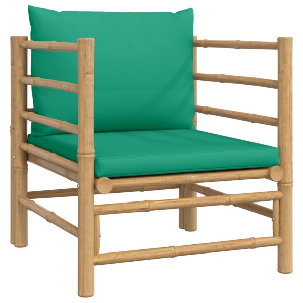 Set de muebles de jardín 7 piezas bambú con cojines verde Set de muebles de jardín 7 piezas bambú con cojines verde