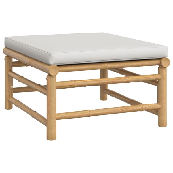 Set de muebles de jardín 12 piezas bambú y cojines gris claro Set de muebles de jardín 12 piezas bambú y cojines gris claro