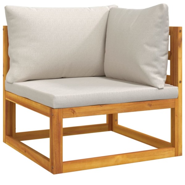 Set muebles de jardín 8 pzas madera maciza y cojines gris claro Set muebles de jardín 8 pzas madera maciza y cojines gris claro