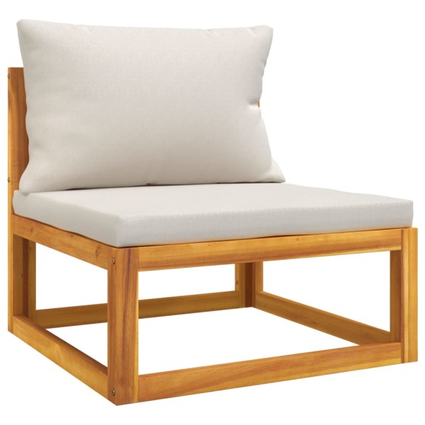 Set muebles de jardín 8 pzas madera maciza y cojines gris claro Set muebles de jardín 8 pzas madera maciza y cojines gris claro