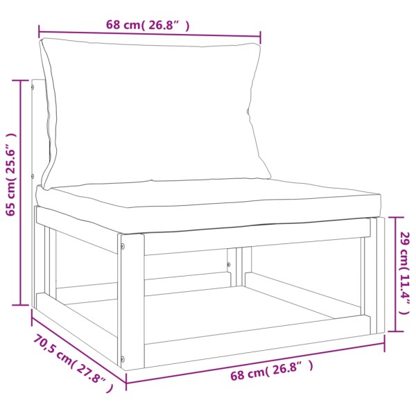 Set muebles de jardín 8 pzas madera maciza y cojines gris claro Set muebles de jardín 8 pzas madera maciza y cojines gris claro