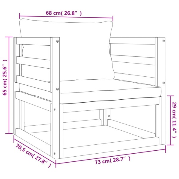 Set muebles de jardín 8 pzas madera maciza y cojines gris claro Set muebles de jardín 8 pzas madera maciza y cojines gris claro