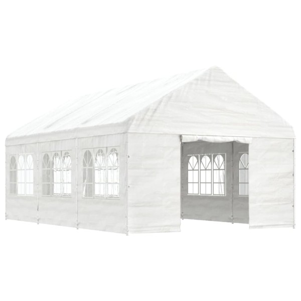 Cenador con techo polietileno blanco 6,69x4,08x3,22 m Cenador con techo polietileno blanco 6,69x4,08x3,22 m