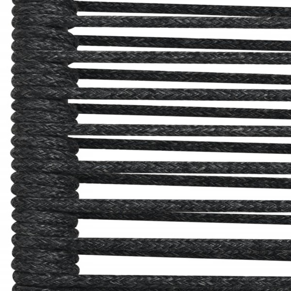 Juego de comedor jardín 7 pzas acero y cuerda de algodón negro Juego de comedor jardín 7 pzas acero y cuerda de algodón negro
