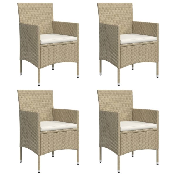 Juego de comedor de jardín 5 piezas con cojines beige y negro Juego de comedor de jardín 5 piezas con cojines beige y negro