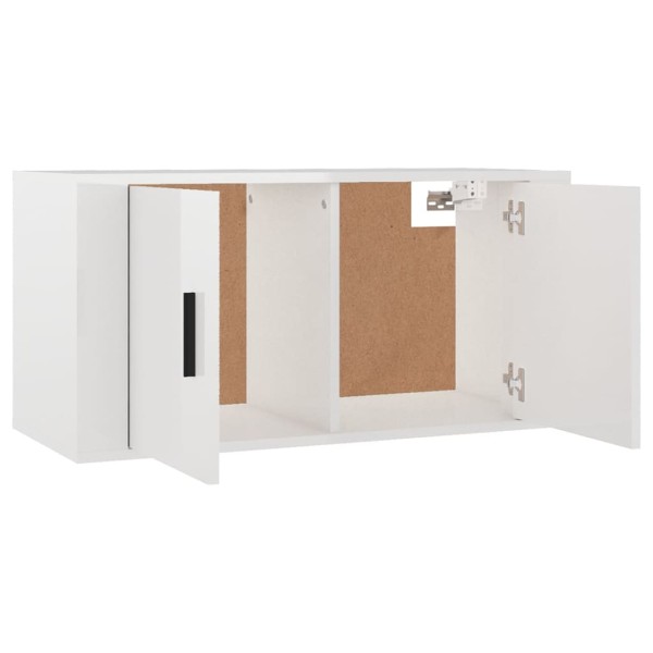 Set de muebles de TV 2 pzas madera contrachapada blanco brillo Set de muebles de TV 2 pzas madera contrachapada blanco brillo