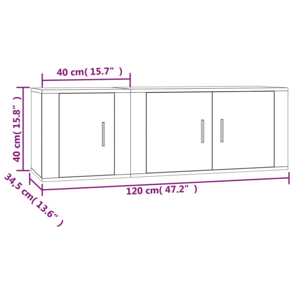 Set de muebles de TV 2 pzas madera contrachapada blanco brillo Set de muebles de TV 2 pzas madera contrachapada blanco brillo