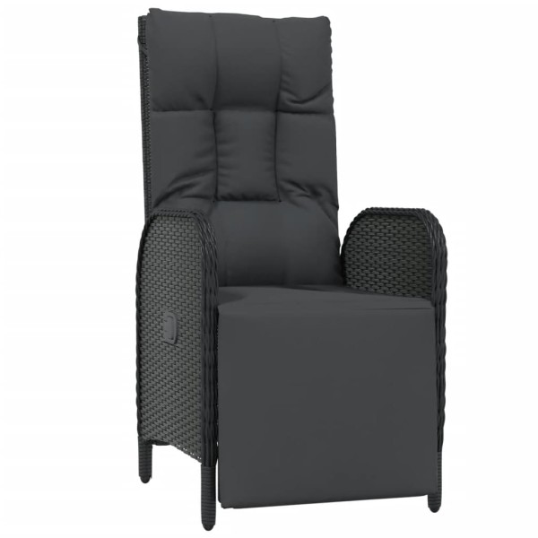 Set comedor jardín 7 pzas y cojines ratán sintético negro gris