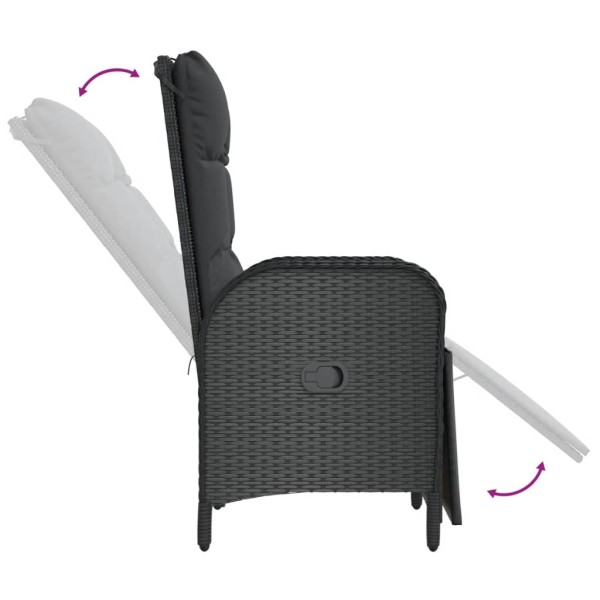 Set comedor jardín 7 pzas y cojines ratán sintético negro gris