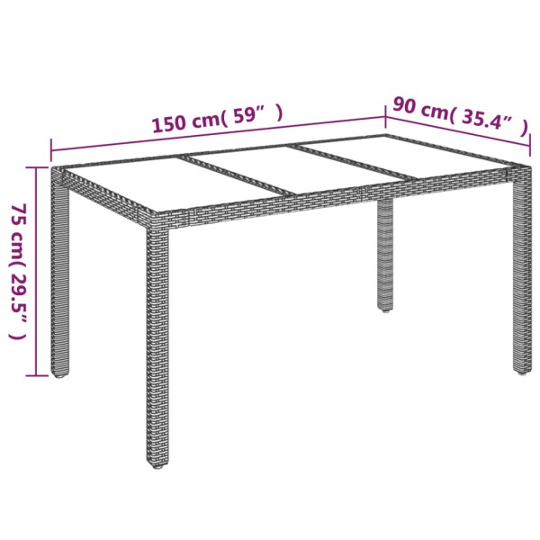Set comedor jardín 7 pzas y cojines ratán sintético negro gris