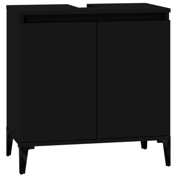 Juego de muebles de baño 3 pzas madera contrachapada negro Juego de muebles de baño 3 pzas madera contrachapada negro