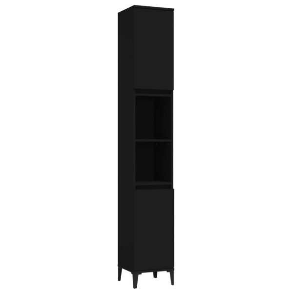 Juego de muebles de baño 3 pzas madera contrachapada negro Juego de muebles de baño 3 pzas madera contrachapada negro