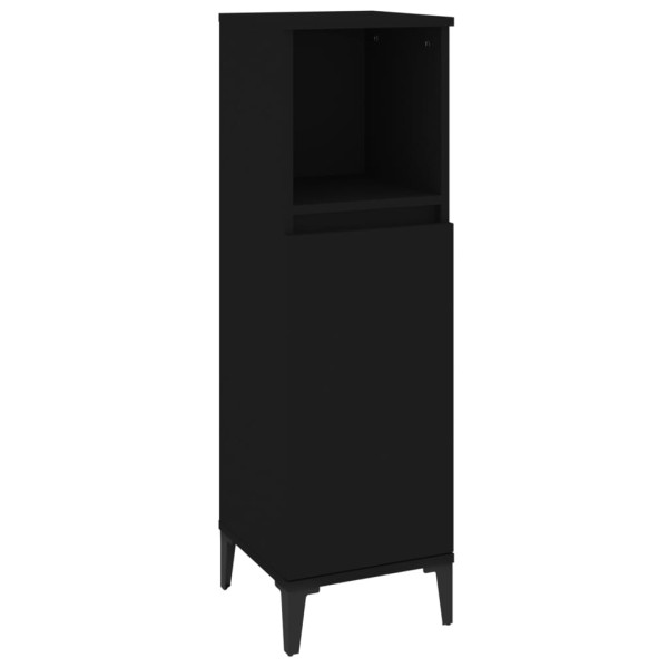 Juego de muebles de baño 3 pzas madera contrachapada negro Juego de muebles de baño 3 pzas madera contrachapada negro