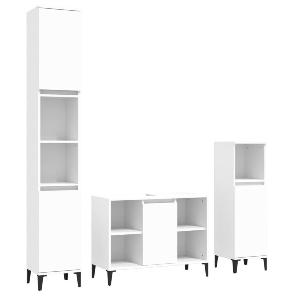 Juego de muebles de baño 3 pzas madera contrachapada blanco Juego de muebles de baño 3 pzas madera contrachapada blanco