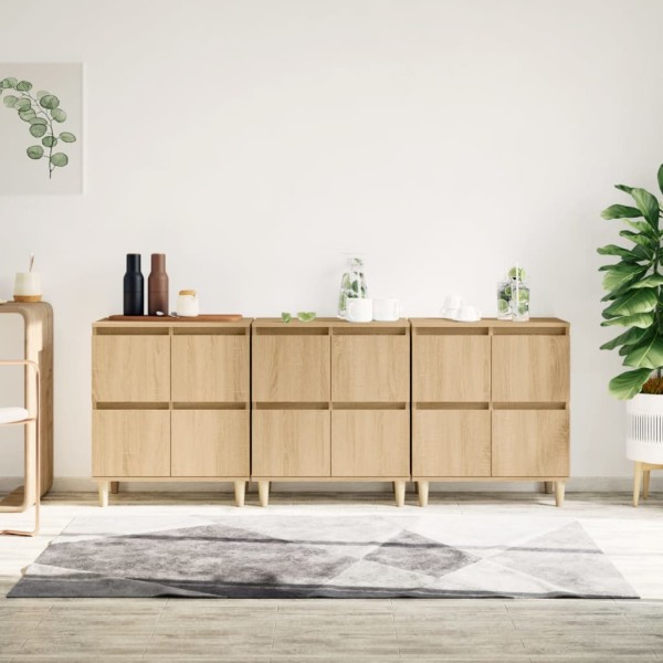 Aparadores 3 uds madera contrachapada roble Sonoma 60x35x70 cm Aparadores 3 uds madera contrachapada roble Sonoma 60x35x70 cm