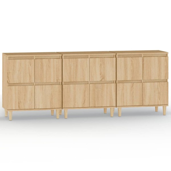 Aparadores 3 uds madera contrachapada roble Sonoma 60x35x70 cm Aparadores 3 uds madera contrachapada roble Sonoma 60x35x70 cm