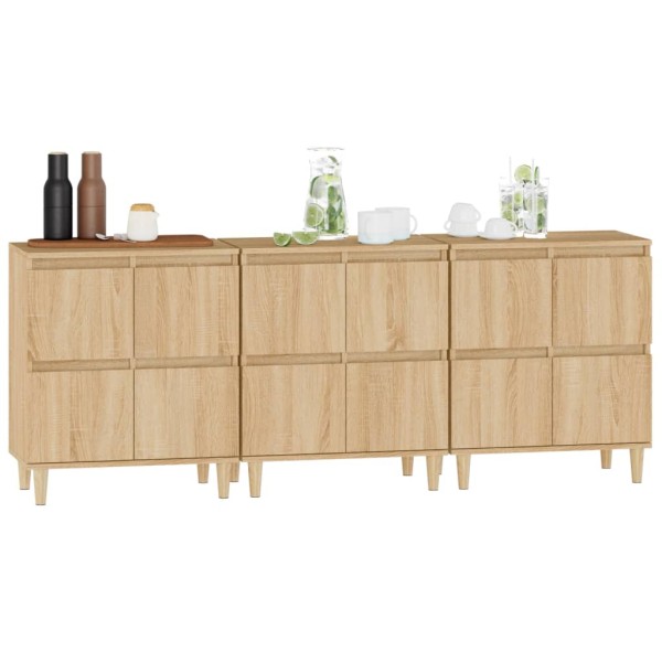 Aparadores 3 uds madera contrachapada roble Sonoma 60x35x70 cm Aparadores 3 uds madera contrachapada roble Sonoma 60x35x70 cm