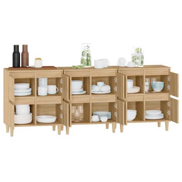 Aparadores 3 uds madera contrachapada roble Sonoma 60x35x70 cm Aparadores 3 uds madera contrachapada roble Sonoma 60x35x70 cm