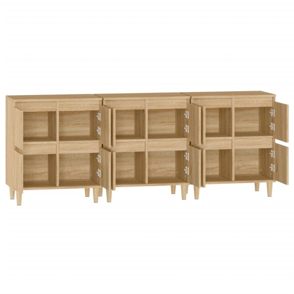 Aparadores 3 uds madera contrachapada roble Sonoma 60x35x70 cm Aparadores 3 uds madera contrachapada roble Sonoma 60x35x70 cm