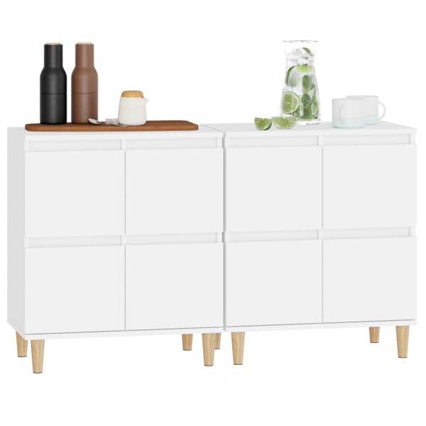 Aparadores 2 uds madera contrachapada blanco 60x35x70 cm Aparadores 2 uds madera contrachapada blanco 60x35x70 cm