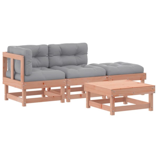 Juego de muebles jardín 4 pzas y cojines madera abeto Douglas