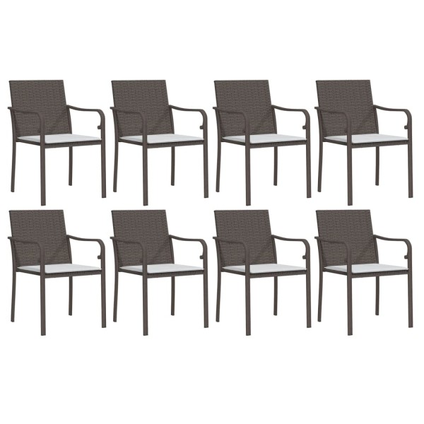 Juego comedor jardín 9 piezas y cojines ratán sintético y acero Juego comedor jardín 9 piezas y cojines ratán sintético y acero