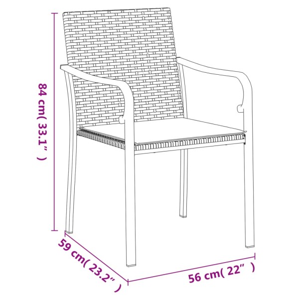 Juego comedor jardín 9 piezas y cojines ratán sintético y acero Juego comedor jardín 9 piezas y cojines ratán sintético y acero