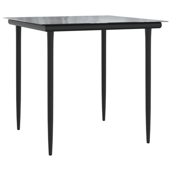 Set comedor jardín 3 pzas y cojines acero ratán sintético negro Set comedor jardín 3 pzas y cojines acero ratán sintético negro