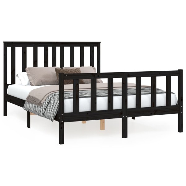 Estructura de cama con cabecero madera pino negro 140x200 cm