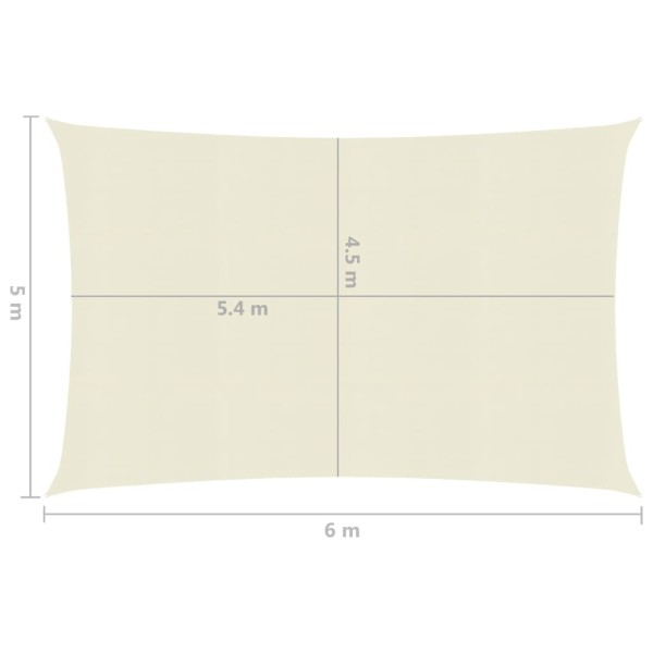 Toldo de vela HDPE color crema 160 g/m² 5x6 m Toldo de vela HDPE color crema 160 g/m² 5x6 m