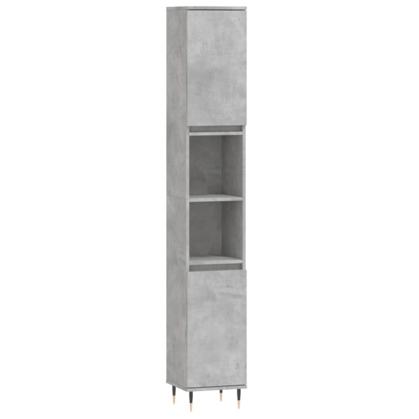 Set muebles de baño 2 piezas madera contrachapada gris hormigón Set muebles de baño 2 piezas madera contrachapada gris hormigón