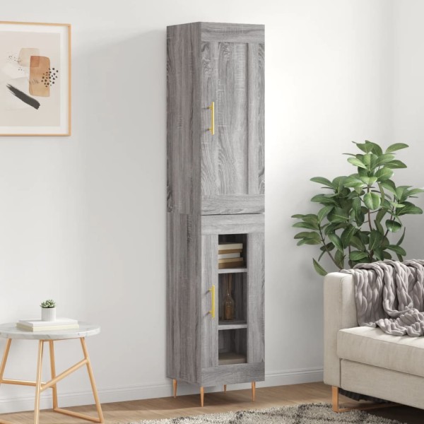 Aparador alto madera de ingeniería gris Sonoma 34,5x34x180 cm Aparador alto madera de ingeniería gris Sonoma 34,5x34x180 cm